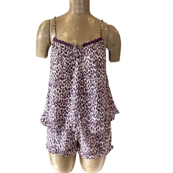 Kensie 2-Piece Lingerie Pajama Shorts Set Leopard/Cheetah Print Sz S #313J - Picture 2 of 10